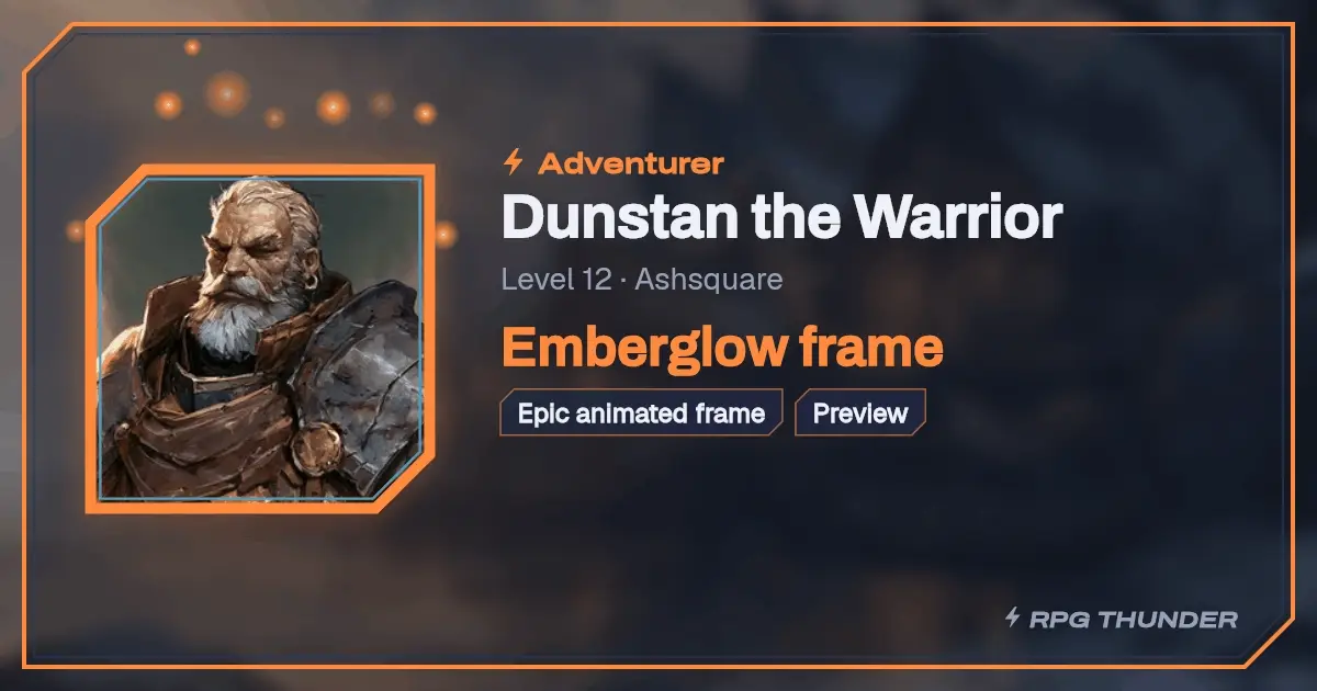 Emberglow frame on the shop’s try-on card, as Discord shows it
