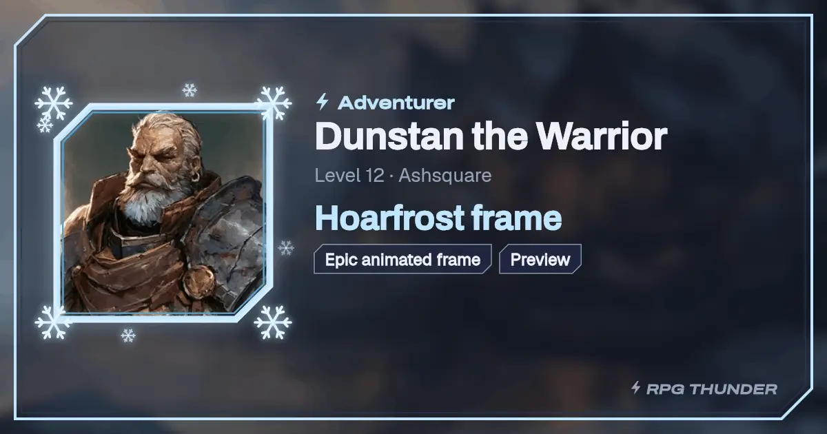 Hoarfrost frame on the shop’s try-on card, as Discord shows it
