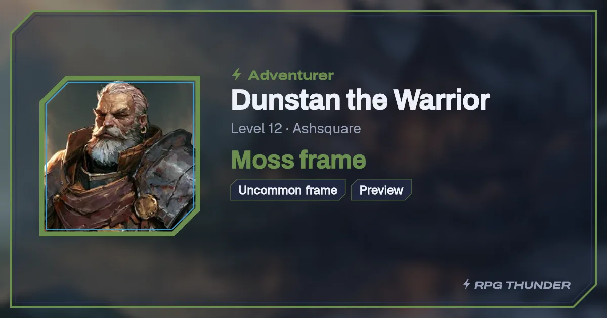 Moss frame on the shop’s try-on card, as Discord shows it