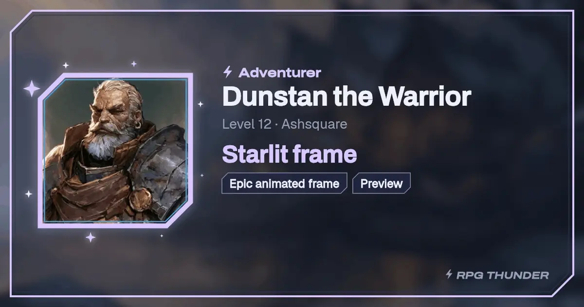 Starlit frame on the shop’s try-on card, as Discord shows it