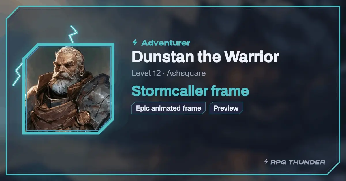 Stormcaller frame on the shop’s try-on card, as Discord shows it