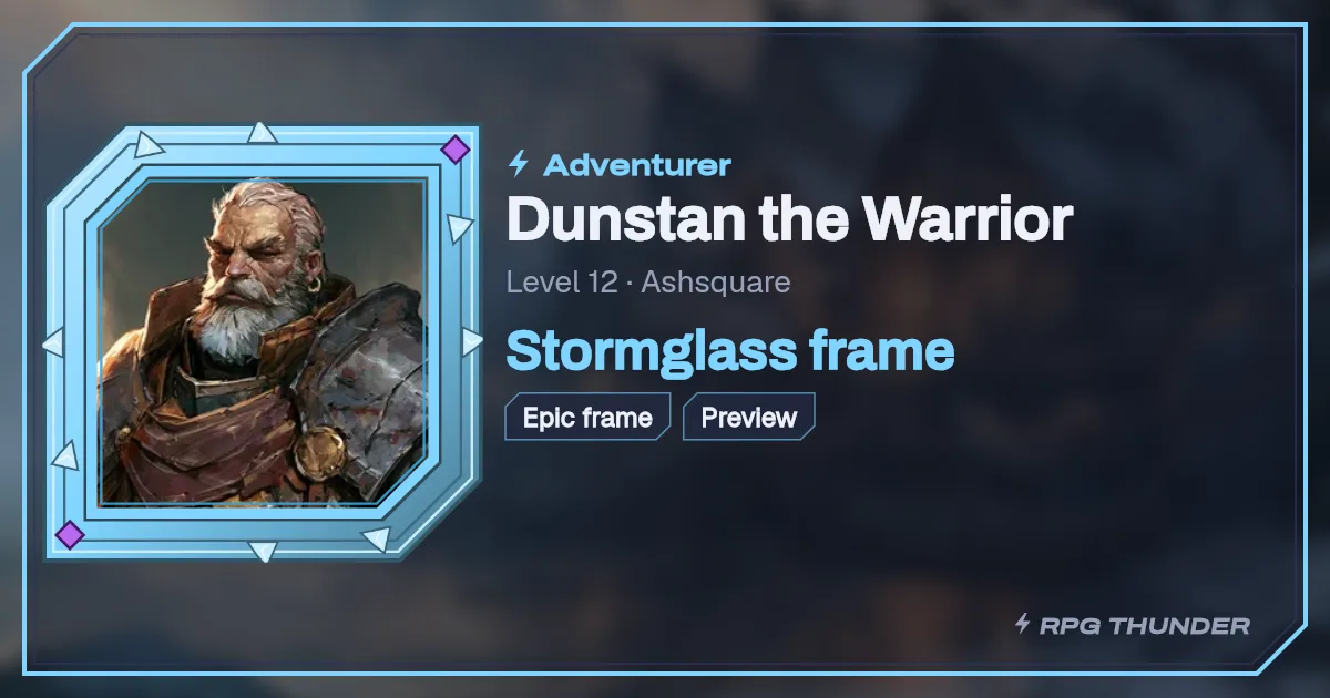 Stormglass frame on the shop’s try-on card, as Discord shows it