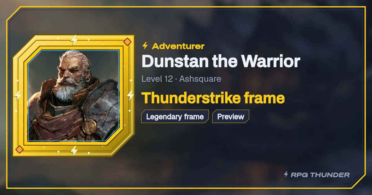 Thunderstrike frame on the shop’s try-on card, as Discord shows it